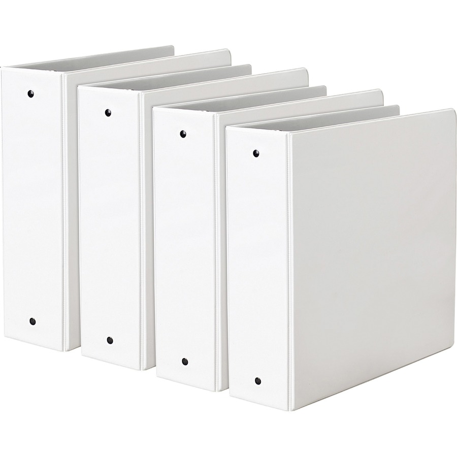 Avery® Economy View Binder - 3" Binder Capacity - Letter - 8 1/2" x 11" Sheet Size - 460 Sheet Capacity - 3 x Round Ring Fastener(s) - 2 Internal Pocket(s) - Vinyl - White - 1.79 lb - Gap-free Ring, Rivet, Clear Overlay, Non Locking Mechanism - 4 / Bundle