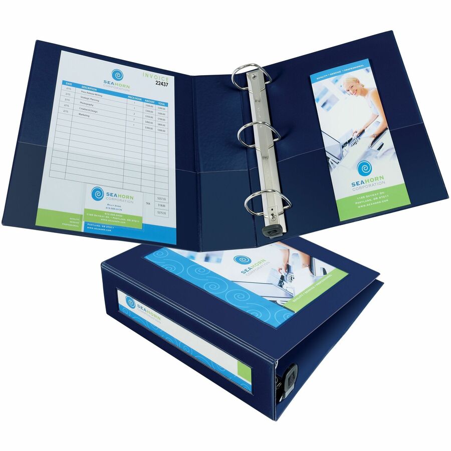 Avery® Heavy-Duty Framed View 3-Ring Binder - 3" Binder Capacity - Letter - 8 1/2" x 11" Sheet Size - 670 Sheet Capacity - 3 x Ring Fastener(s) - 2 Pocket(s) - Vinyl - Recycled - Pocket, Heavy Duty, Business Card Holder, One Touch Ring, Locking Ring, Durable - 1 Each