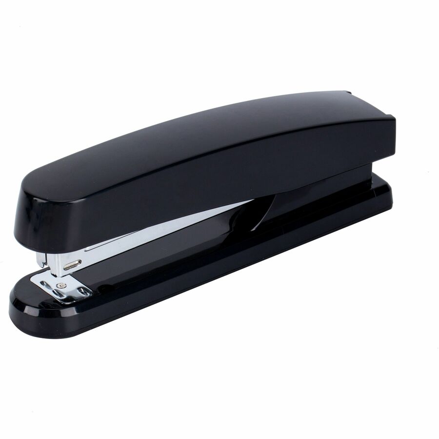 Business Source Full-strip Plastic Desktop Stapler - 20 of 20lb Paper Sheets Capacity - 210 Staple Capacity - Full Strip - 1/4" Staple Size - Black