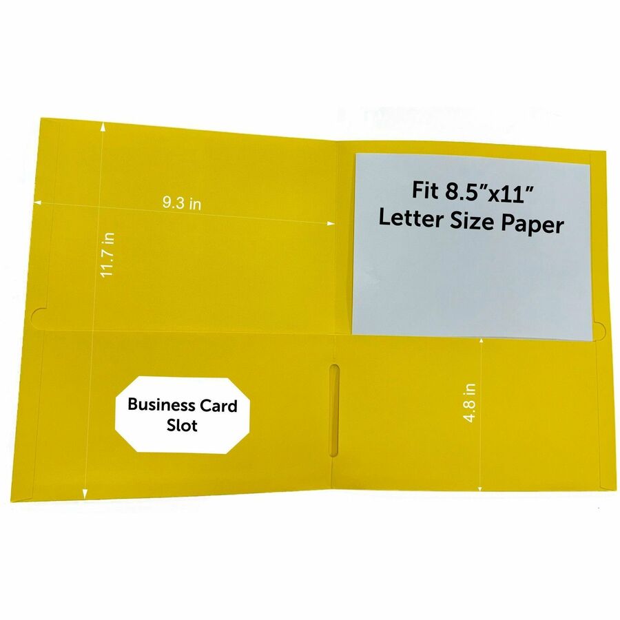 Business Source Letter Portfolio - 8 1/2" x 11" - 125 Sheet Capacity - Inside Front & Back Pocket(s) - Yellow - 25 / Box
