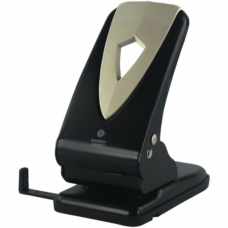 Business Source Two-hole Metal Punch - 2 Punch Head(s) - 60 Sheet of 20lb Paper - 1/4" Punch Size - Black, Gray
