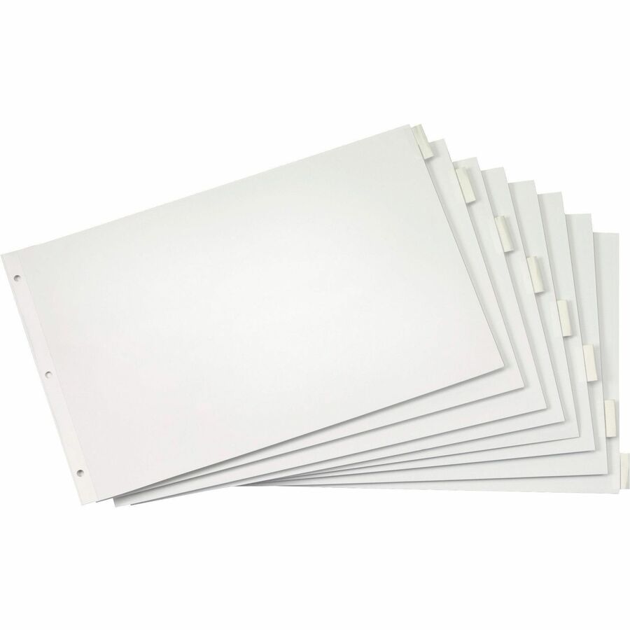 Cardinal Insertable Index Dividers - 8 x Divider(s) - Blank Tab(s) - 8 Tab(s)/Set - 17.5" Divider Width x 11.50" Divider Length - Tabloid - 11" Width x 17" Length - White Paper Divider - Clear Tab(s)