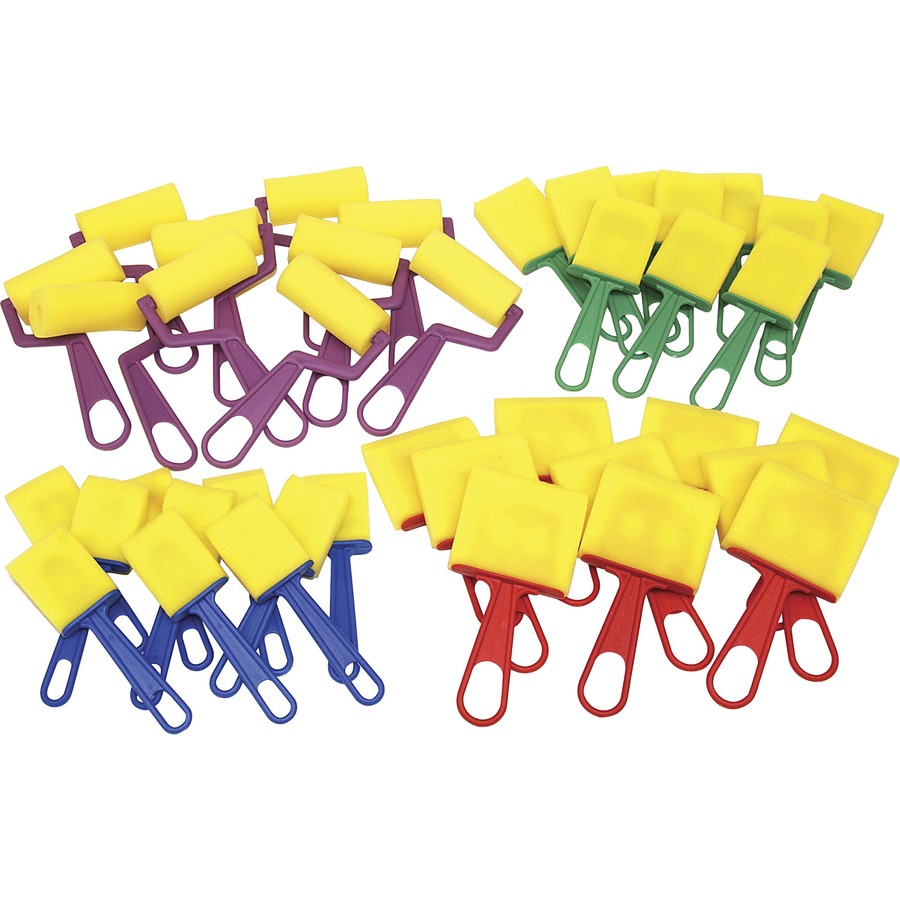 Creativity Street Foam Brushes/Rollers Classroom Pack - 40 Brush(es) Plastic