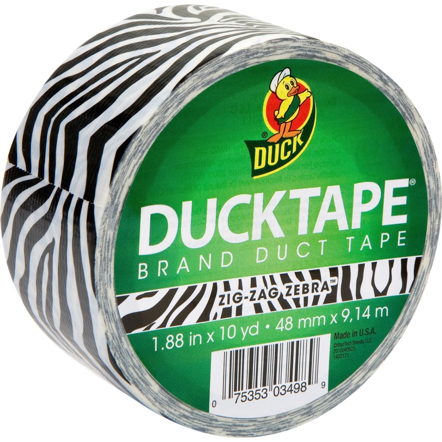 Duck Brand Brand Printed Design Color Duct Tape - 10 yd Length x 1.88" Width - 1 / Roll - Zebra