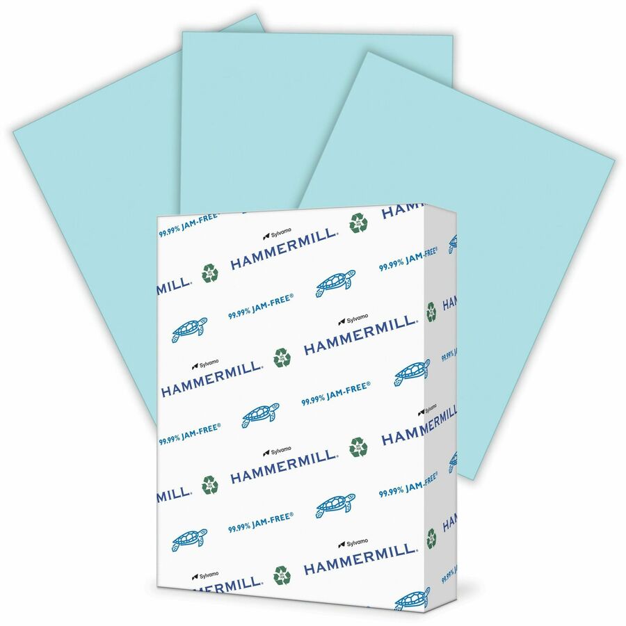 Hammermill Colors Recycled Copy Paper - Blue - Letter - 8 1/2" x 11" - 24 lb Basis Weight - Smooth - 500 / Ream - SFI - Jam-free, Acid-free