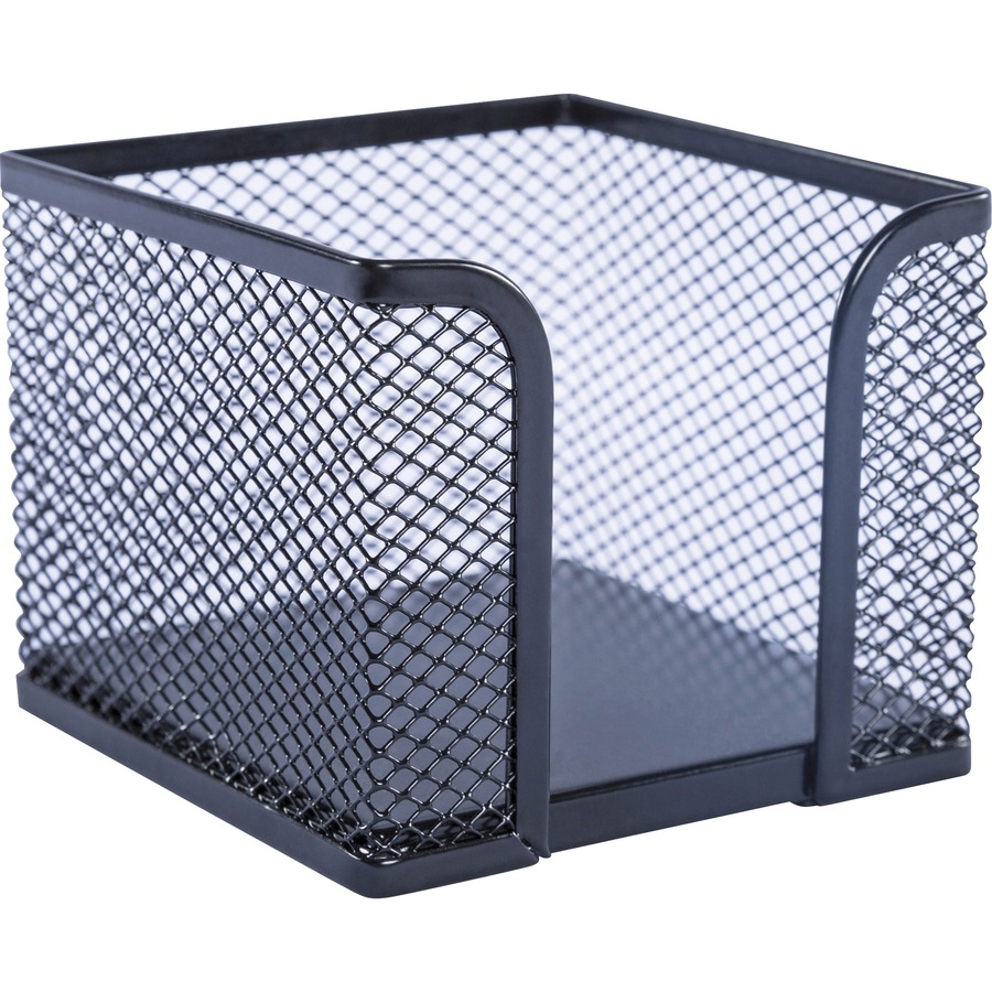 Lorell Black Mesh/Wire Memo Holder - Support 3" x 3" Media - Steel - 1 Each - Black