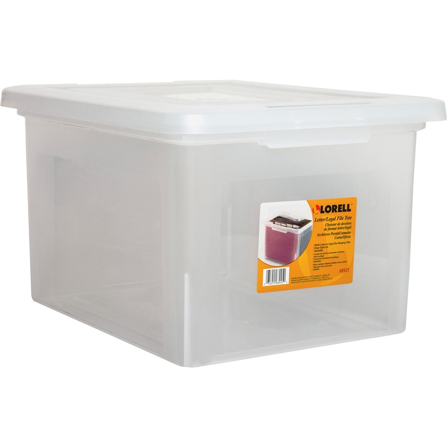 Lorell Letter/Legal Plastic File Box - External Dimensions: 14.2" Width x 18" Depth x 10.8"Height - Media Size Supported: Letter, Legal - Interlocking Closure - Stackable - Plastic - Clear - For File - 1 Each
