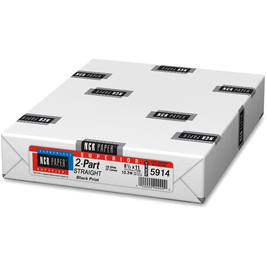 NCR Paper Superior 2-part Straight Carbonless Paper - White - 92 Brightness - Letter - 8 1/2" x 11" - 20.50 lb Basis Weight - 500 / Pack - Carbonless
