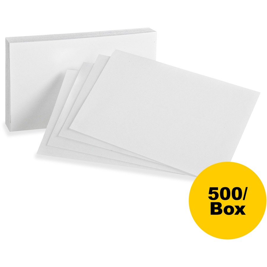 Oxford Plain Index Cards - 5" x 8" - 85 lb Basis Weight - 500 / Box - SFI