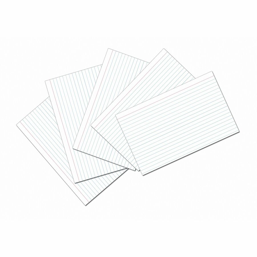Pacon Ruled Index Cards - Front Ruling Surface - Ruled - 0.25" Ruled - Index Card - 5" x 8" - White Paper - Sturdy - 100 / Pack