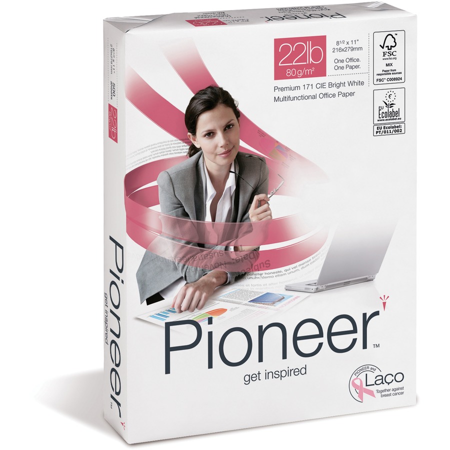 Pioneer Premium Forward-Thinking Multipurpose Paper - White - Letter - 8 1/2" x 11" - 22 lb Basis Weight - 5000 / Carton - FSC - Jam-free