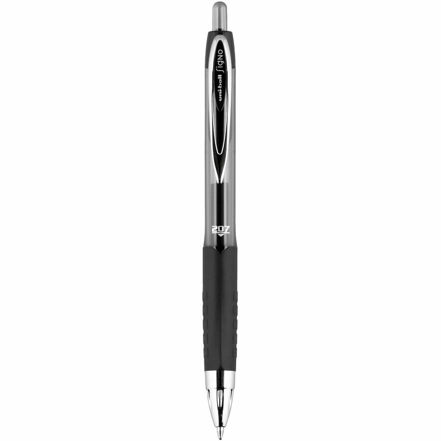 uniball™ 207 Gel Pen - Medium Pen Point - 0.7 mm Pen Point Size - Conical Pen Point Style - Refillable - Retractable - Black Pigment-based Ink - Translucent Barrel - 1 Dozen