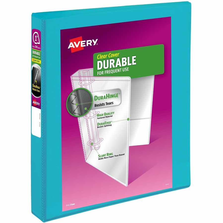 Avery® Durable View 3 Ring Binder - 1" Binder Capacity - Letter - 8 1/2" x 11" Sheet Size - 250 Sheet Capacity - 3 x Slant Ring Fastener(s) - 2 Pocket(s) - Polypropylene - Recycled - Pocket, Durable, Long Lasting, Tear Resistant, Split Resistant, Sturdy - 1 Each