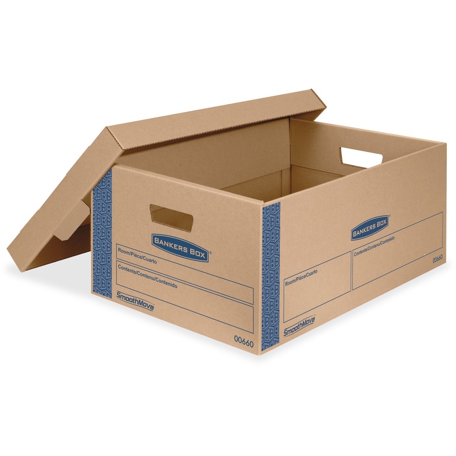 Bankers Box SmoothMove Moving Boxes - Internal Dimensions: 15" Width x 24" Depth x 10" Height - External Dimensions: 15.9" Width x 25.4" Depth x 10.3" Height - Media Size Supported: Legal - Lid Lock Closure - Double Wall - 32 ECT - Board, Corrugated Paper - Kraft, Blue - For File, Office Supplies - Recycled - 8 / Carton