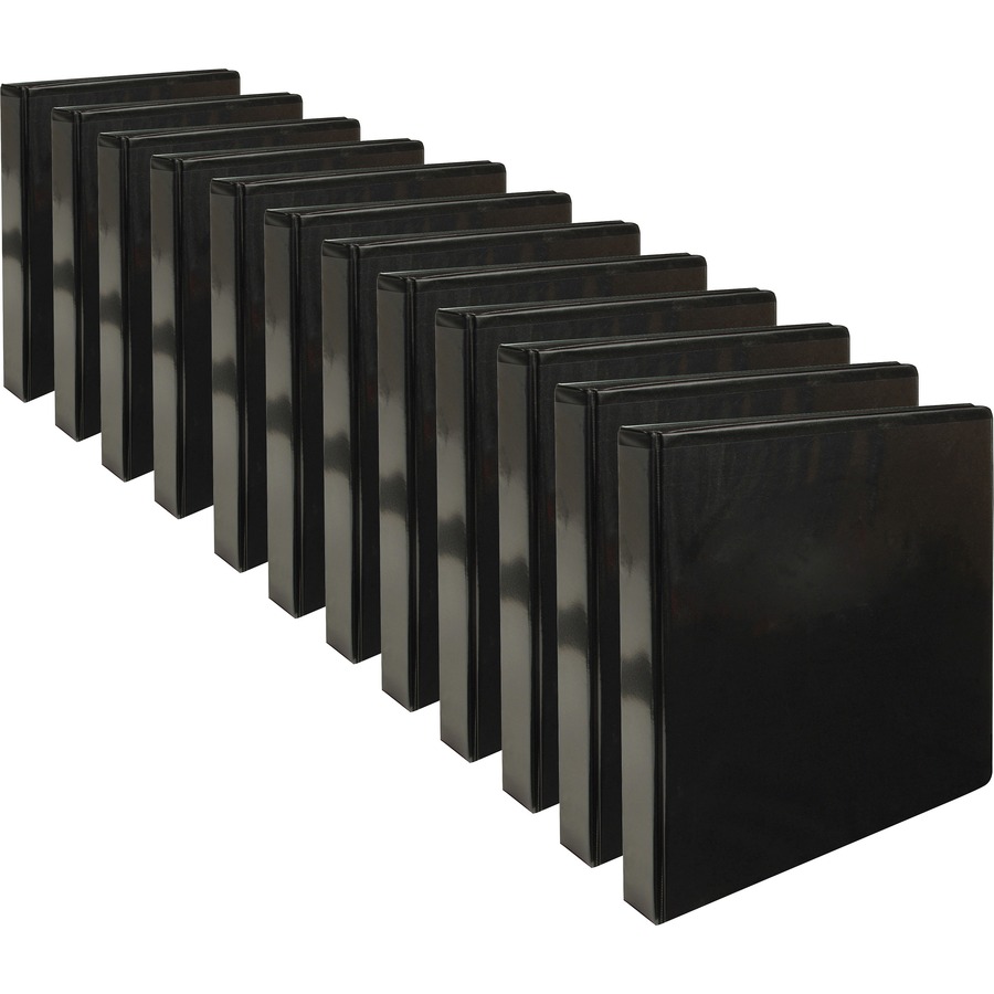 Business Source Round-ring View Binder - 1" Binder Capacity - Letter - 8 1/2" x 11" Sheet Size - 225 Sheet Capacity - Round Ring Fastener(s) - 2 Internal Pocket(s) - Chipboard, Polypropylene - Black - Non-glare, Sturdy, Exposed Rivet, Durable, Clear Overlay, Gap-free Ring, Wrinkle-free, Non Locking Mechanism - 12 / Carton