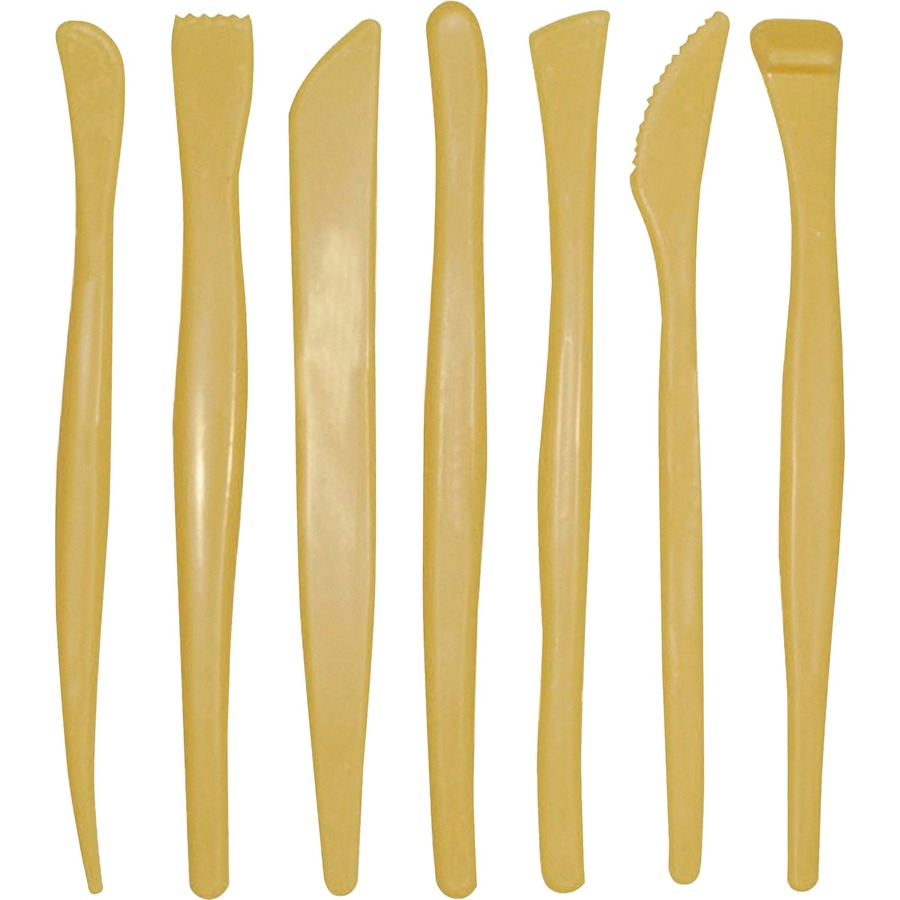 Creativity Street Plastic Modeling Tools Assortment - Modelling Clay, Modeling Dough - 4"Height x 6"Length - 6 / Set - Yellow - Plastic