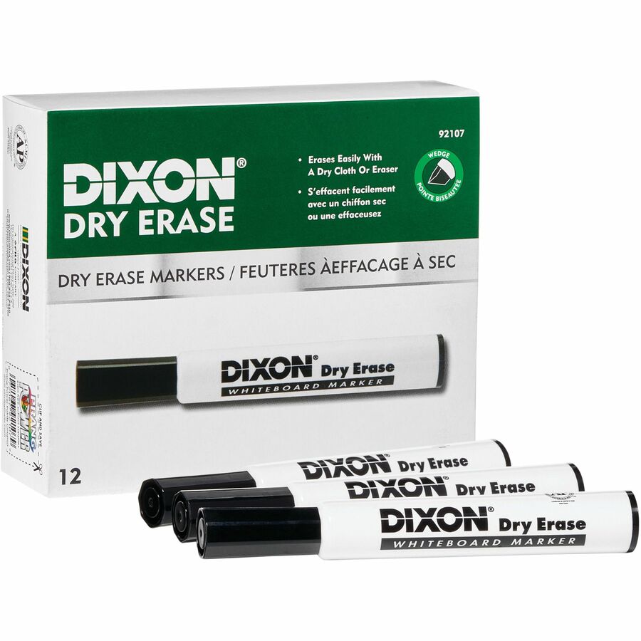 Ticonderoga Dry Erase Whiteboard Markers - Broad, Fine Marker Point - Wedge Marker Point Style - Black - 1 Dozen