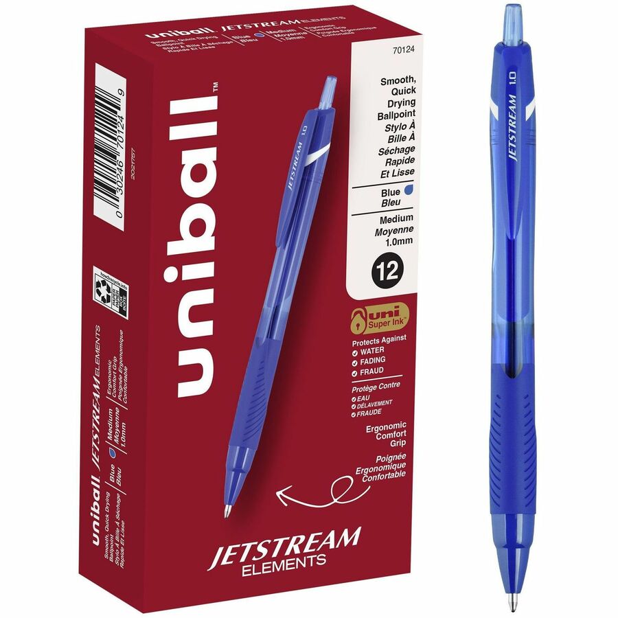 uni® Jetstream Elements Ballpoint Pen - Medium Pen Point - 1 mm Pen Point Size - Blue Gel-based Ink - 1 Dozen