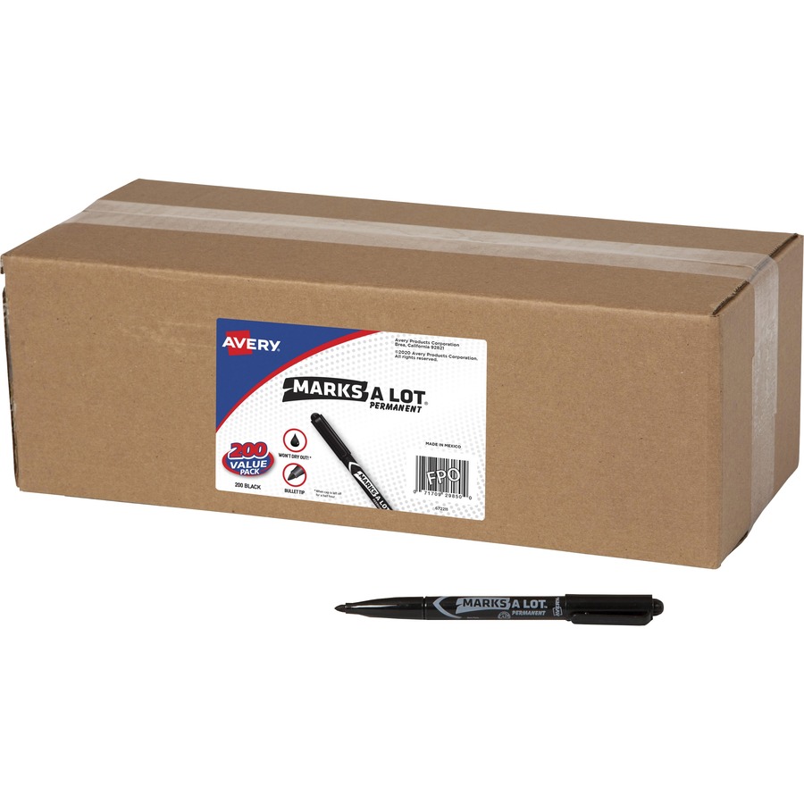 Avery® Marks-A-Lot Value Pack Pen-Style Permanent Markers - Bullet Marker Point Style - Black - 200 / Carton