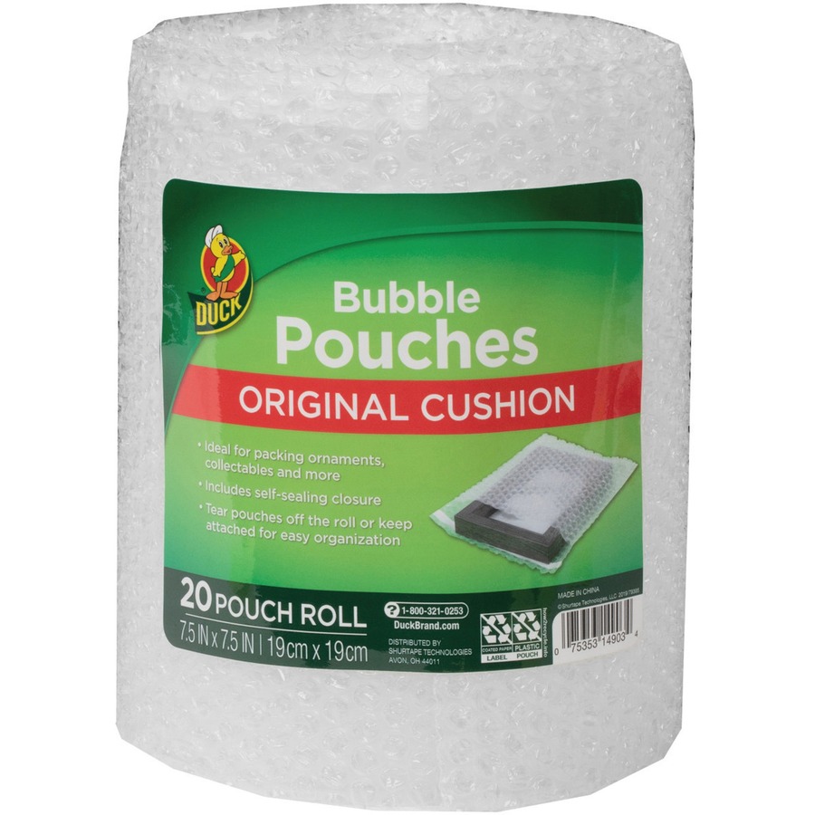 Duck Bubble Pouch Mailers - 7.50" Width - Self-sealing, Moisture Proof, Easy to Use - Clear