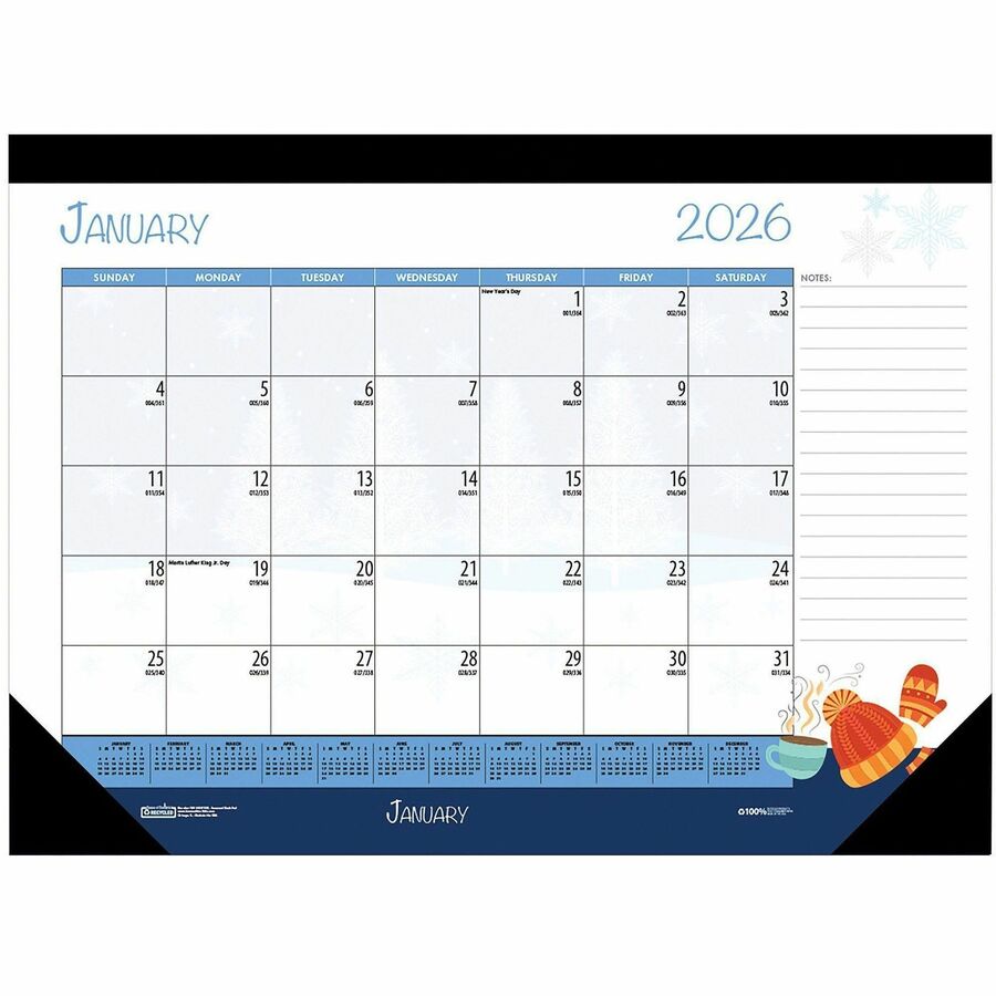 House of Doolittle Monthly Deskpad Calendar Seasonal Holiday Depictions 22 x 17 Inches - Julian Dates - Monthly - 12 Month - January 2024 - December 2024 - 1 Month Single Page Layout - Desk Pad - Multi - Leatherette - 17" Height x 22" Width - Recyclable, Notes Area, Holiday Listing, Reference Calendar - 1 Each