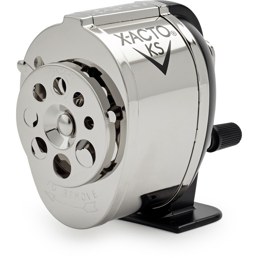 X-Acto X-Acto KS Manual Pencil Sharpener - Metal, Steel - Chrome, Black, Silver - 1 Each
