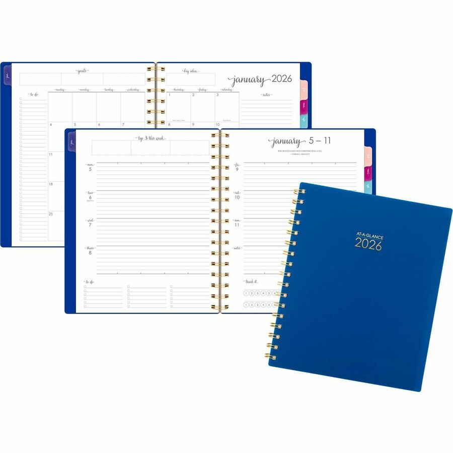 At-A-Glance Harmony Academic Planner - Medium Size - Academic - Weekly, Monthly - 13 Month - July - July - 2 Week, 2 Month Double Page Layout - 7" x 8 3/4" Sheet Size - Wire Bound - Blue - Paper - Dated Planning Page, Bleed Resistant, Checklist, Tabbed, Unruled Daily Block, Holiday Listing, Three-Year Calendar Reference, Planner Page, Contact Sheet, Expense Sheet, Double-sided Pocket, ... - 1 Each