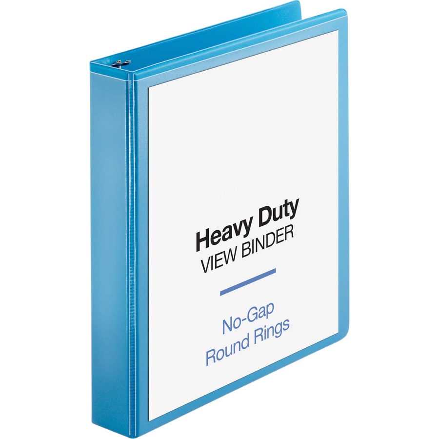 Business Source Heavy-duty View Binder - 1 1/2" Binder Capacity - Letter - 8 1/2" x 11" Sheet Size - 350 Sheet Capacity - Round Ring Fastener(s) - 2 Internal Pocket(s) - Polypropylene-covered Chipboard - Light Blue - Wrinkle-free, Non-glare, Ink-transfer Resistant, Gap-free Ring, Durable, Exposed Rivet, Heavy Duty - 1 Each