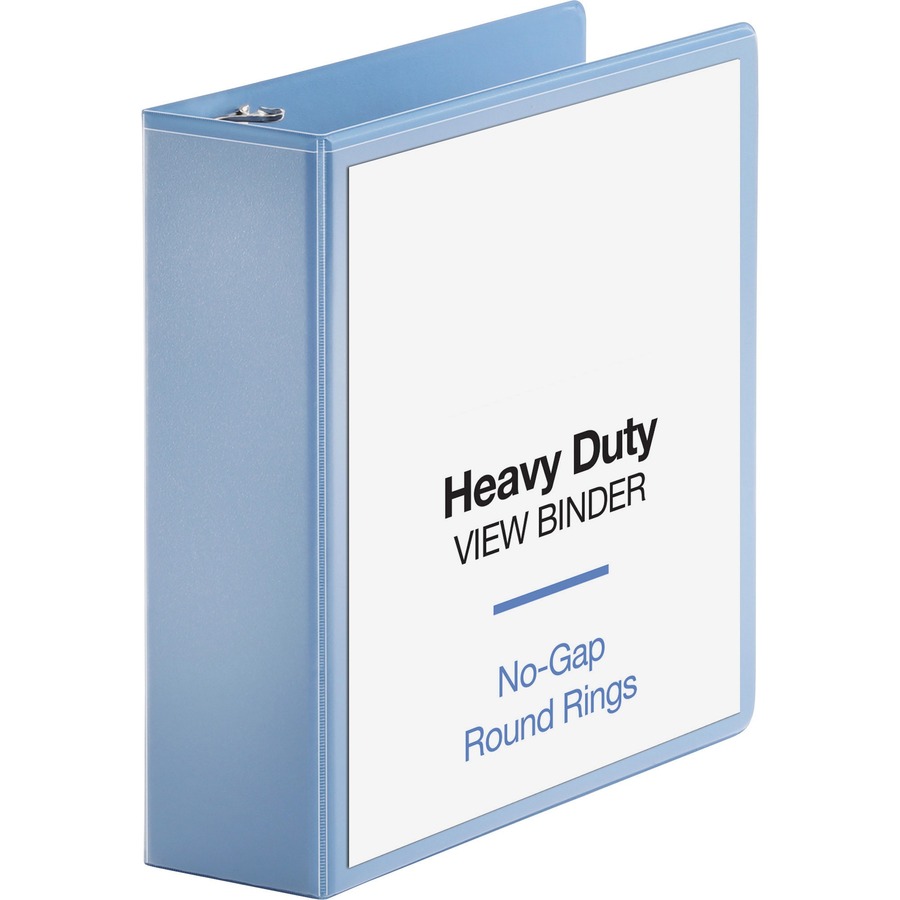 Business Source Round-ring View Binder - 3" Binder Capacity - Letter - 8 1/2" x 11" Sheet Size - 625 Sheet Capacity - Round Ring Fastener(s) - 2 Internal Pocket(s) - Polypropylene, Chipboard, Board - Light Blue - Wrinkle-free, Non-glare, Transfer Safe, Gap-free Ring, Durable, Sturdy, Clear Overlay - 1 Each