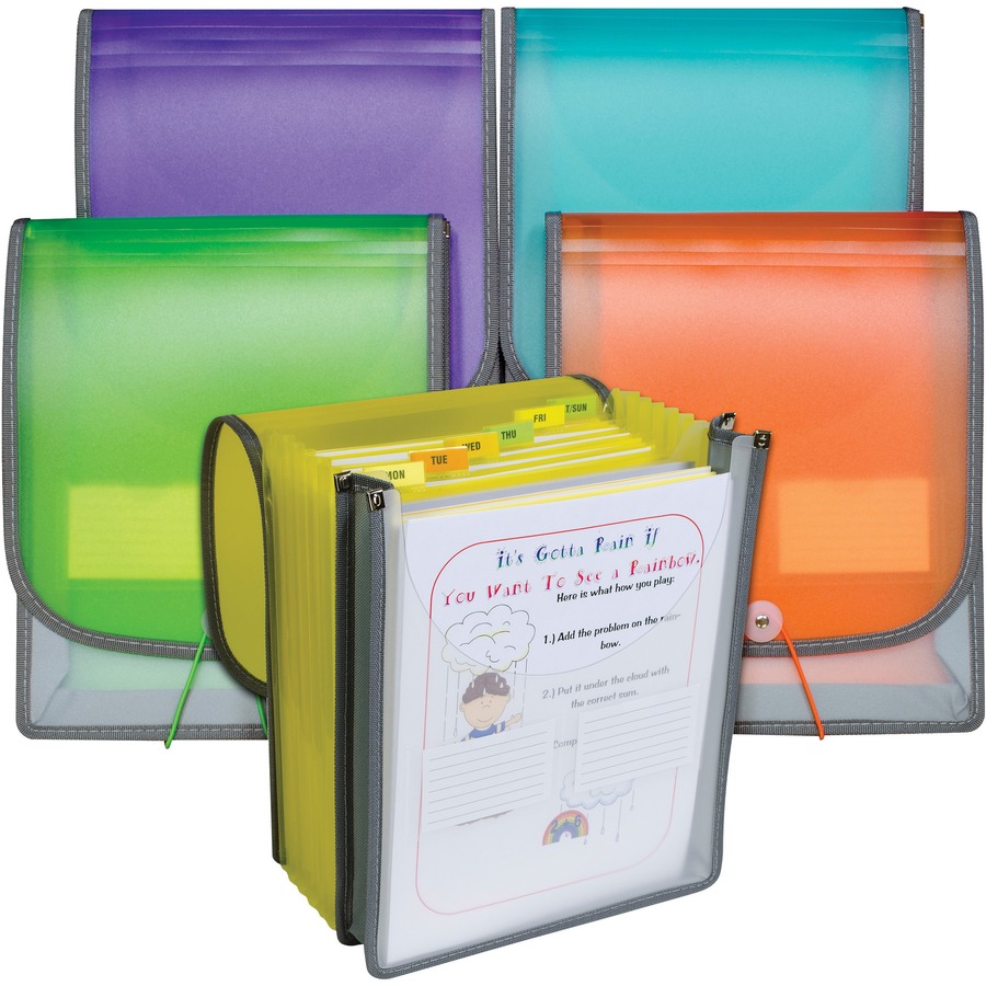 C-Line Letter Organizer Folder - 8 1/2" x 11" - 400 Sheet Capacity - 7 Front, Internal Pocket(s) - Assorted - 1 Each