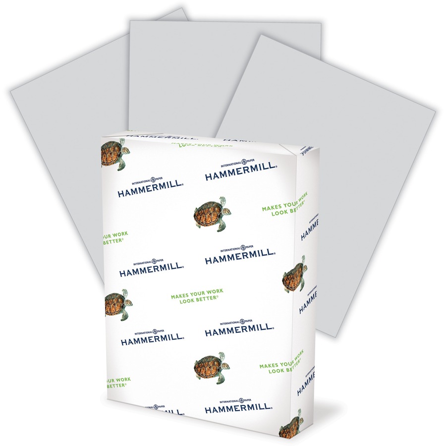 Hammermill Colors Recycled Copy Paper - Gray - Letter - 8 1/2" x 11" - 20 lb Basis Weight - Smooth - 5000 / Carton - FSC - Jam-free, Archival-safe, Acid-free