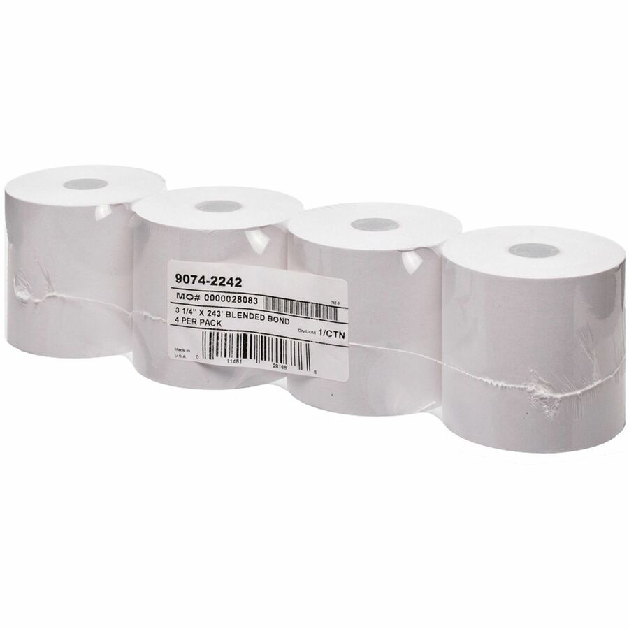 ICONEX 1-ply Blended Bond Paper POS Receipt Roll - 3 15/64" x 243 ft - 4 / Pack