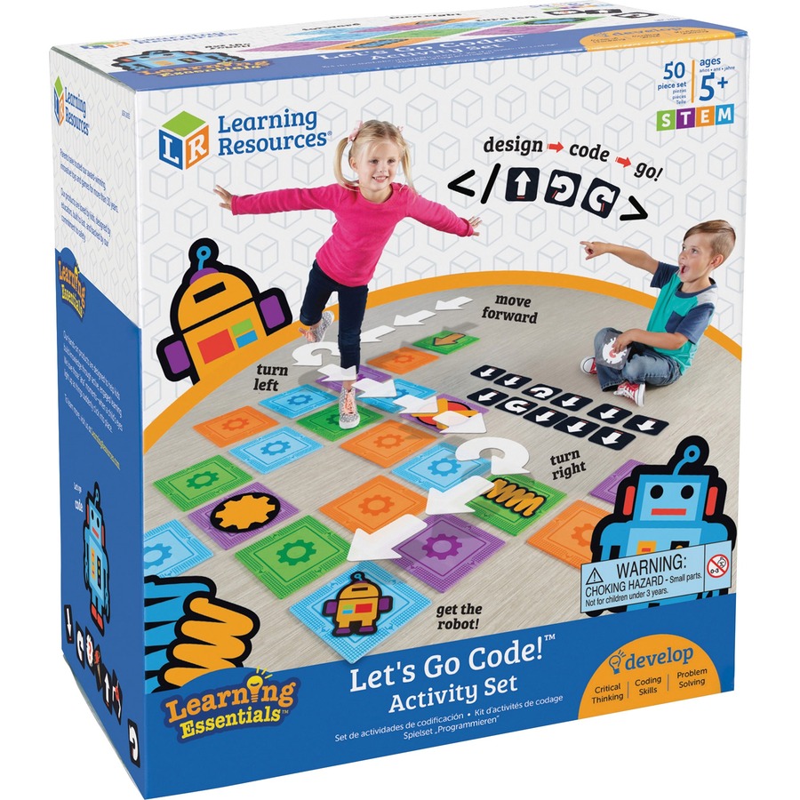 Learning Resources Ages 5  Let's Go Code Activity Set - Theme/Subject: Fun - Skill Learning: Gross Motor, Visual, Critical Thinking, Sequential Thinking, Problem Solving, Direction - 50 Pieces - 5  - 1 / Set
