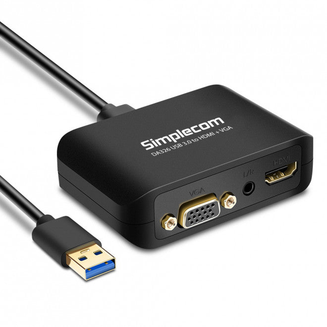 (LS) Simplecom DA326 USB 3.0 to HDMI   VGA Video Adapter with 3.5mm Audio Full HD 1080p - Works With NUCs