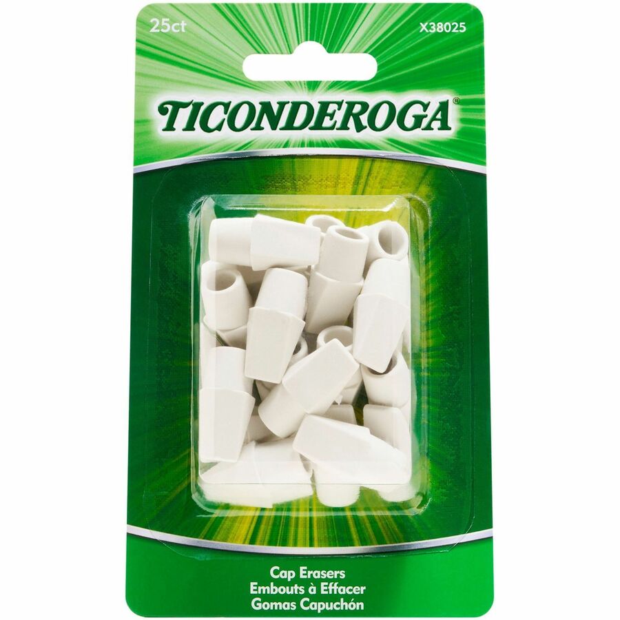 Ticonderoga White Erasers - White - Wedge - Vinyl - 25 / Pack - Latex-free, Non-toxic, Smudge-free