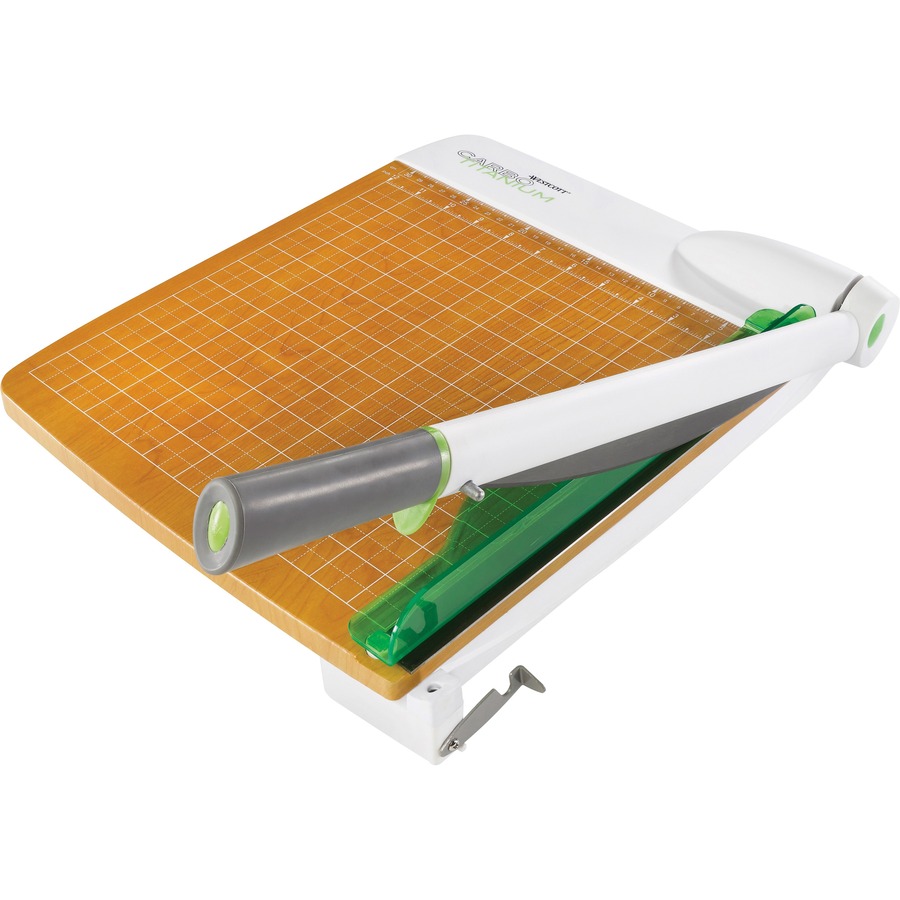 Westcott 15" CarboTitanium Bonded Guillotine Trimmer - 30 Sheet Cutting Capacity - CarboTitanium Blade - 15" Cutting Length - Heavy Duty, Lockable, Comfortable, Alignment Grid - Green, White - 22" Length - 1 Each