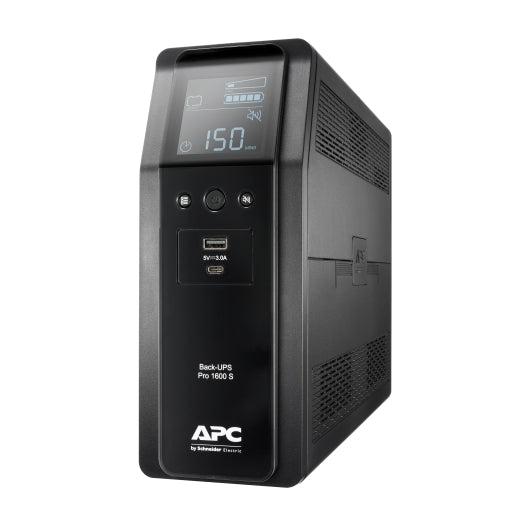 APC Back-UPS Pro 1600VA/960W Line Interactive UPS, Tower, 230V/10A Input, 8x IEC C13 Outlets, Lead Acid Battery, USB Type A   C Ports, LCD