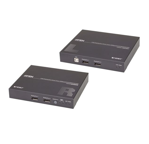 Aten CE924 USB DisplayPort Dual View HDBaseT 2.0 KVM Extender (4K@100m- Single View), EDID Buffer, HDCP Compatible, Built-in 8KV/15KV ESD protection