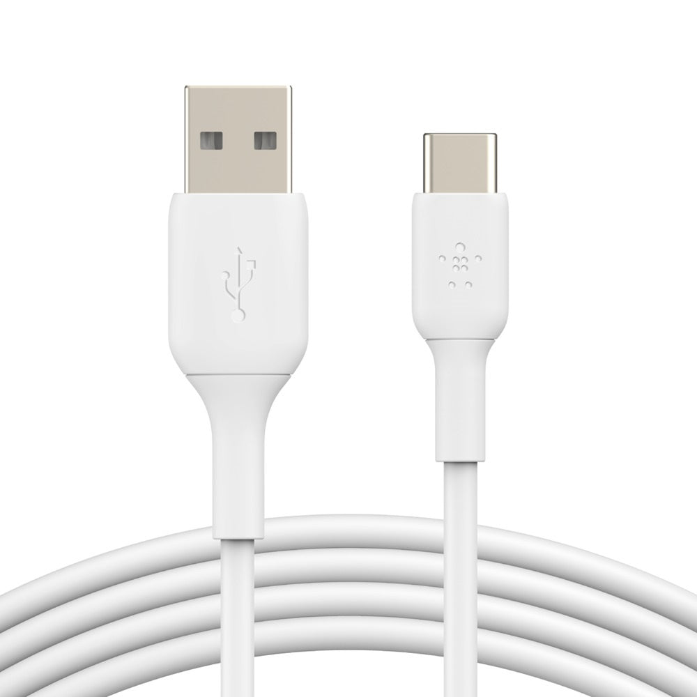 Belkin BoostCharge USB-C to USB-A Cable (1m/3.3ft) - White (CAB001bt1MWH), 480Mbps, 8K  Bend, Samsung Galaxy, iPad, MacBook, Google, 2 Years Warranty