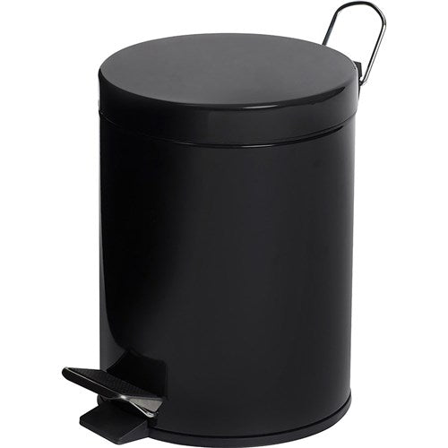 Compass Round Powder Coated Pedal Bin 5 Litres Black