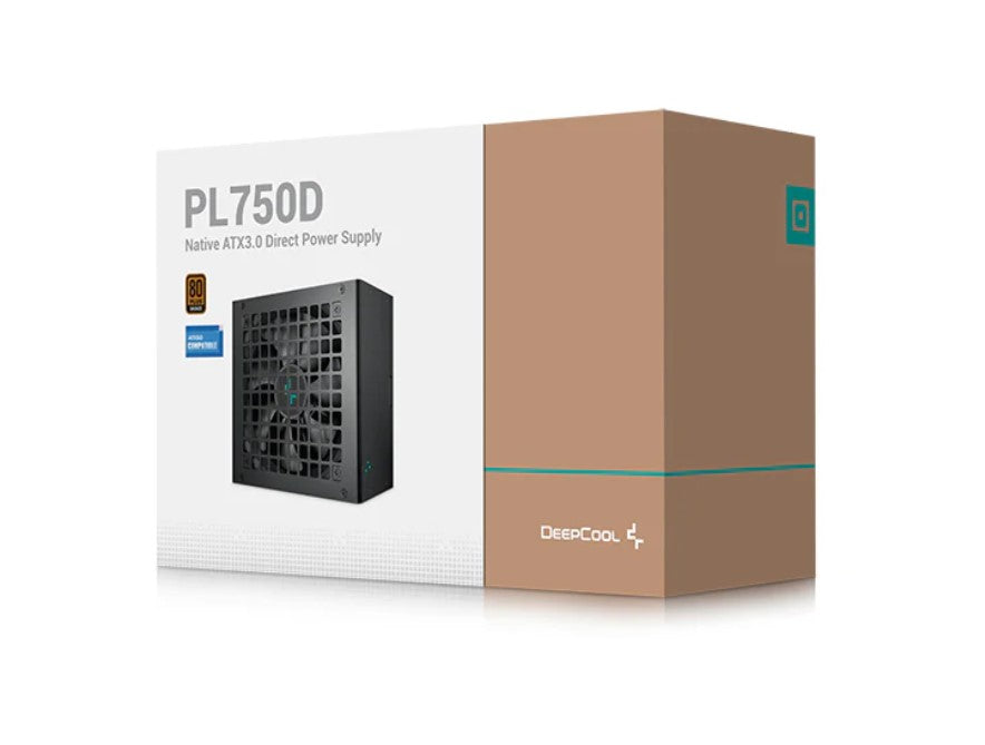 DeepCool PL750D 750W 80  Bronze Certified Non-Modular ATX Power Supply(Direct Cable), 120mm Fan, DC to DC, ATX3.1, 100,000 MTBF, 85% Efficiency