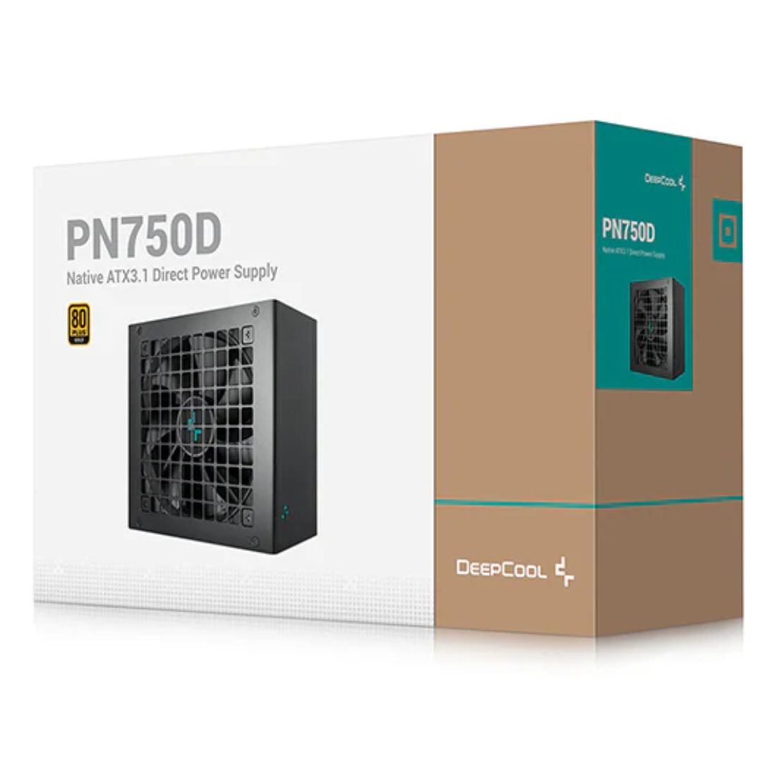 DeepCool PN750D 750W 80  Gold Certified Non-Modular ATX Power Supply (Direct Cable), 120mm Fan, Japanese Capacitors, DC to DC, ATX12V V3.1, 100,000 M