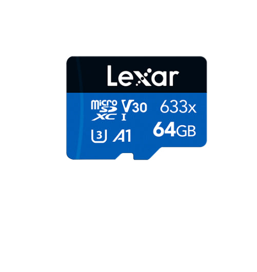 Lexar High-Performance 633x 64GB microSDHC/ microSDXC UHS-I Card BLUE Series without adaptor 64GB  C10, A1, UHS-I (U3), V30, up to 100MB/s read, 45