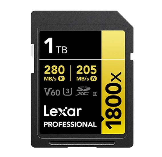 Lexar Professional 1800x 1TB SDXC UHS-II Card GOLD Series 1TBC10,  UHS-II(U3), V60, 1800x, up to 280MB/s read, 205MB/s write