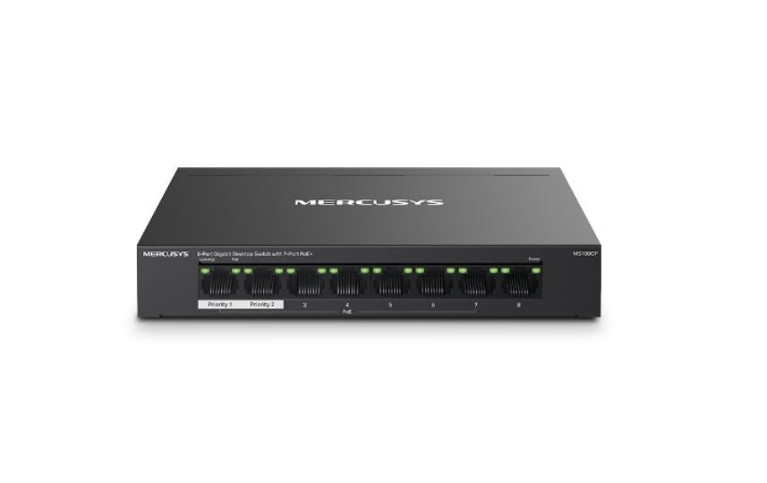 Mercusys MS108GP 8-Port Gigabit Desktop Switch with 7-Port PoE , Up to 250 m