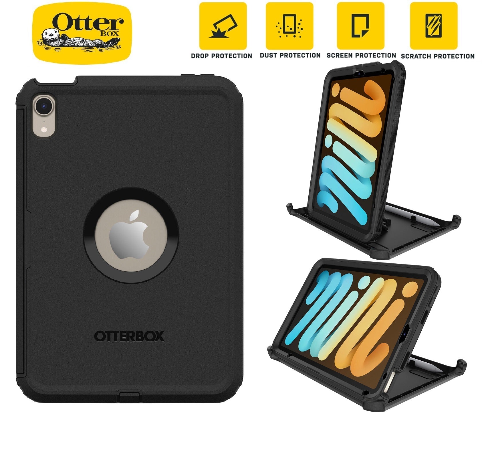 OtterBox Defender Apple iPad Mini (A17 Pro)/ iPad Mini (8.3') (6th Gen) Case Black - ProPack (77-87478), DROP  2X Military Standard, 7 Years Warranty