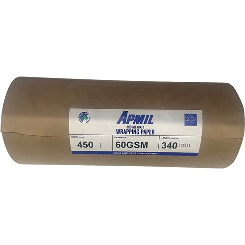 Protext Kraft Packaging Paper Roll 450mm x 340m 60gsm Brown