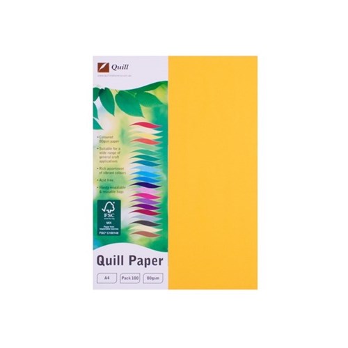 Quill Colour Copy Paper A4 80gsm Sunshine Pack of 100