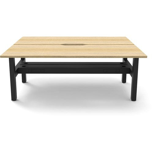 Rapidline Boost Static Back To Back Workstation Tray 2 Person 1800Wx1500Dx730mmH Oak/Black