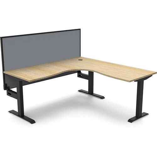Rapidline Boost Static Corner Workstation Screen 1800/1800W x 750D x 1330mmH Oak/Black